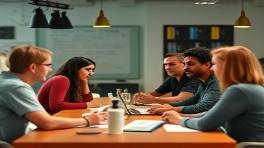 content strategy, collaborative, brainstorming with a team, photorealistic, shared workspace with diverse inputs and ideas, highly detailed, vibrant team interactions, 8K resolution, creative color mix, diffused lighting, shot with a 85mm lens