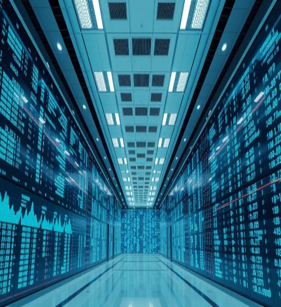 data intelligence, precise, synthesizing major datasets, photorealistic, specialized analytic center with sterile design, highly detailed, organized flow of numbers, 8K resolution, sharp lines, bright overhead lighting, shot with a 24mm lens